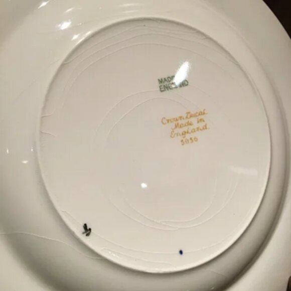 Two Vintage English CROWN DUCAL Cobalt and Gold Trim Plate #6 & #7 Crazed - Picture 4 of 9